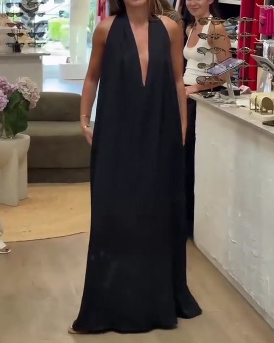 Kjole Elegant Ermløs Gulvlang