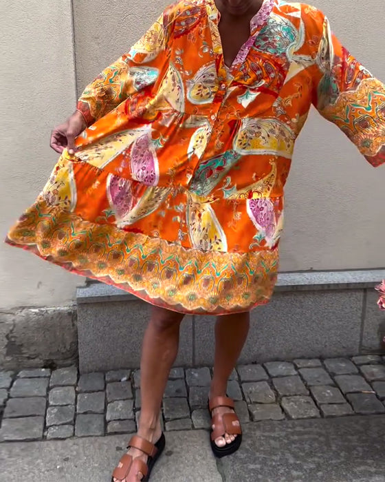 Bohemisk Kjole Med Motetrykk