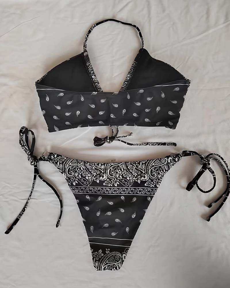 Bikini Halterneck Cashew Blomster Stropper