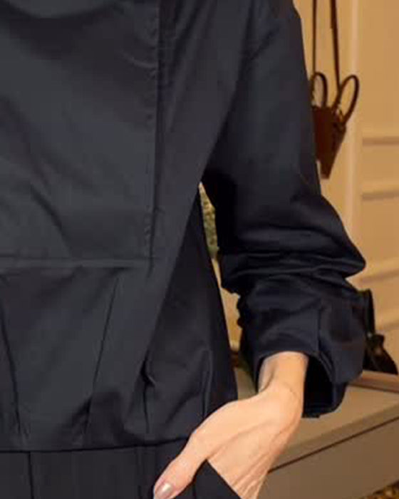 Bluse Asymmetrisk Ståkrage Diagonal Knapp