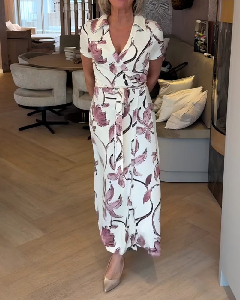 Kjole Blomstret Trykk V-Hals