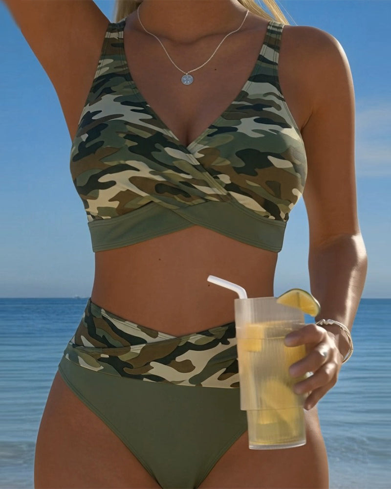 Bikini Korsbånd Design Kamuflasje Trykk