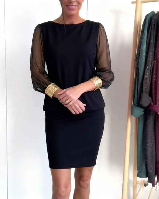 Kjole Netting Fargekontrast Langermet