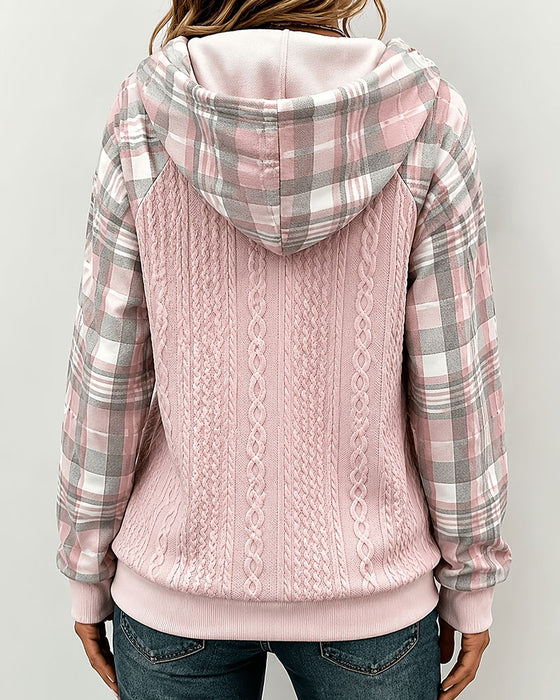 Hoodie Ledig Rutet Sømming