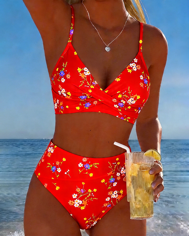 Bikini Sexy Korskryssende Blomstermønster