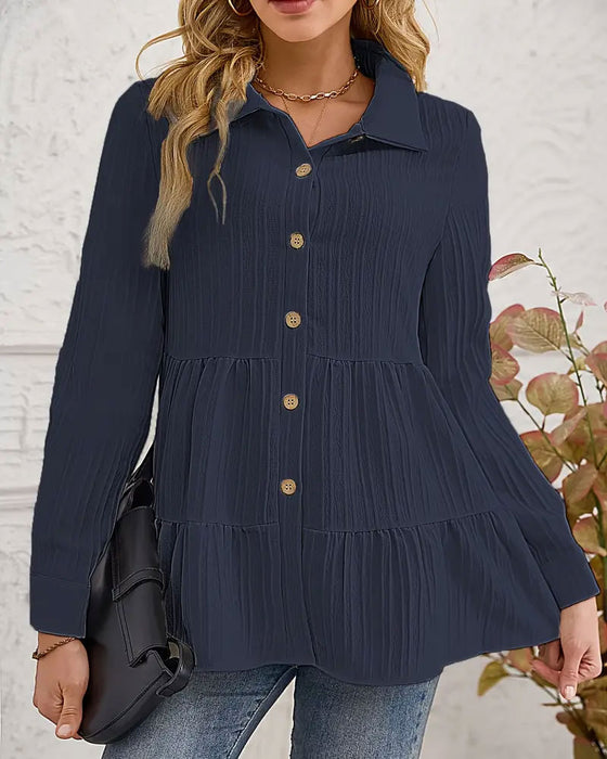 Elegant Skjorte Med Jakkeslag Og Markert Midje