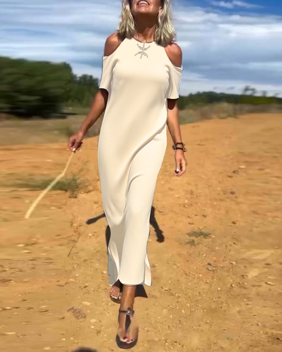 Kjole Fashion Casual Skulderfri Smal