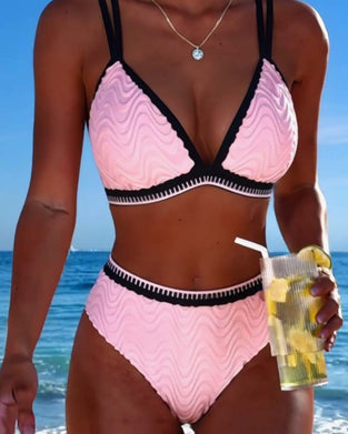 Bikini Fargeblokk Dobbelstropp Teksturert