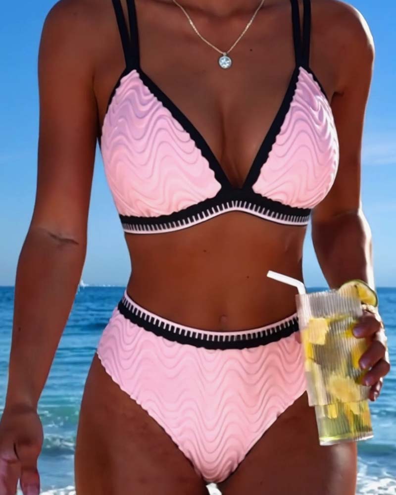 Bikini Fargeblokk Dobbelstropp Teksturert