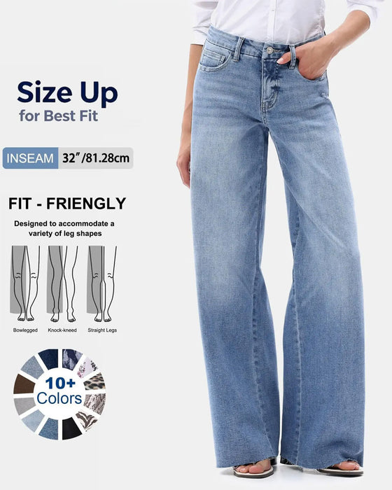 Jeans Lomme Knapp Vide Bein
