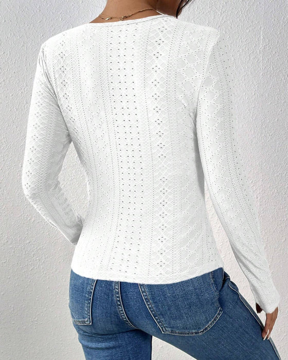 Langermet Topp V-hals Spetspanel