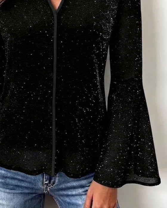 Topp V-hals Klokkeerm Slim Fit
