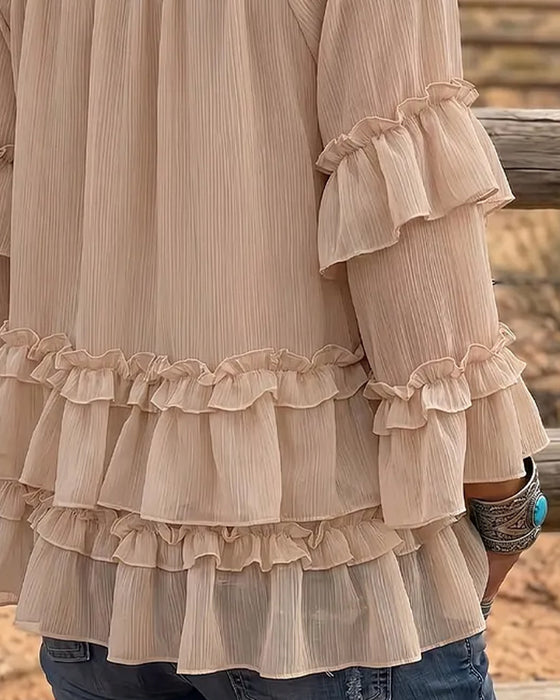 Bluse Dobbel Lag Ruffle Flare