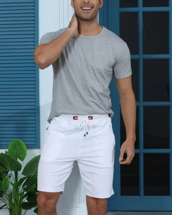 Shorts Elastisk Midje Snor Solid Farge Menn