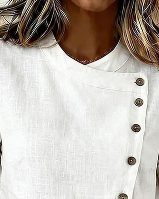 Bluse Asymmetrisk Diagonal Knapp Designer