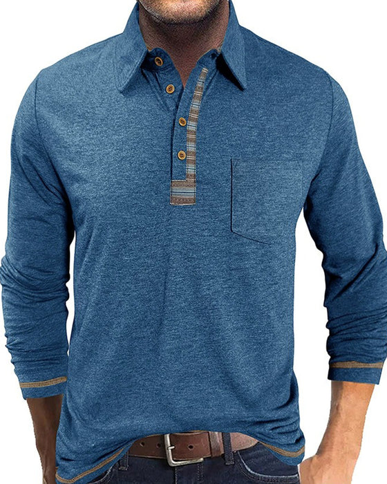 Bluse Menn Knapp Jakkeslag Polo