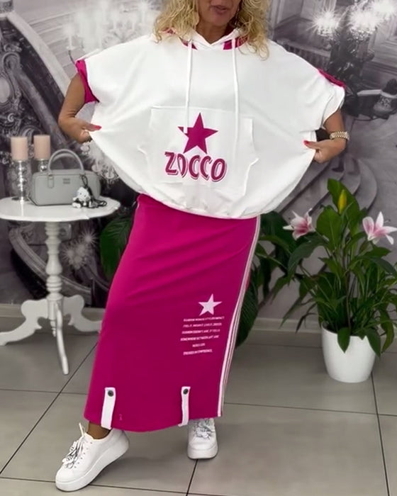 Sett Med Hette Snøring Trykt Skjørt