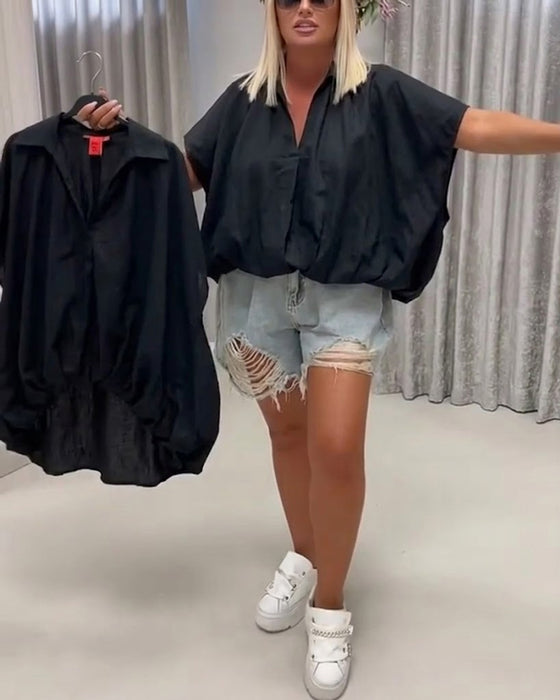Bluse Jakkeslag Loose Fit Flagermuserme
