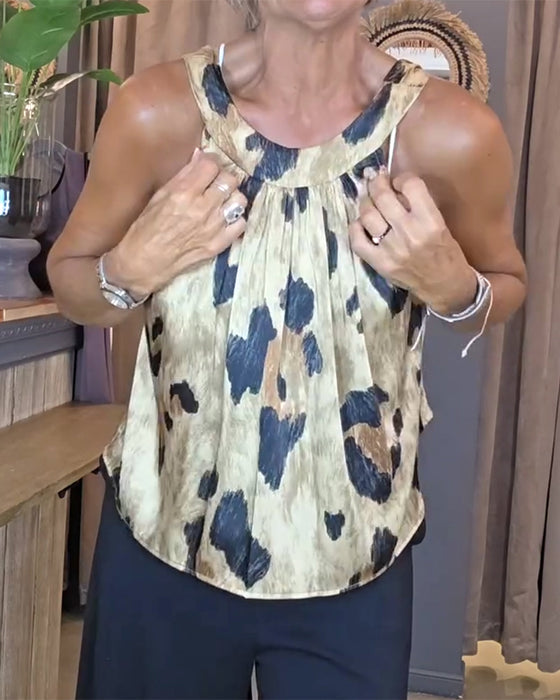 Tanktop Leopardmönstrad Rundhals