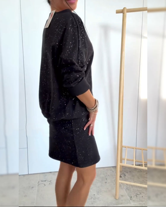 Kjole Rund Hals Fin Glitter Modisk