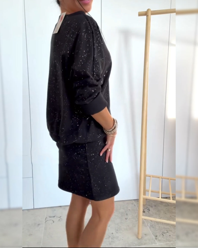 Kjole Rund Hals Fin Glitter Modisk