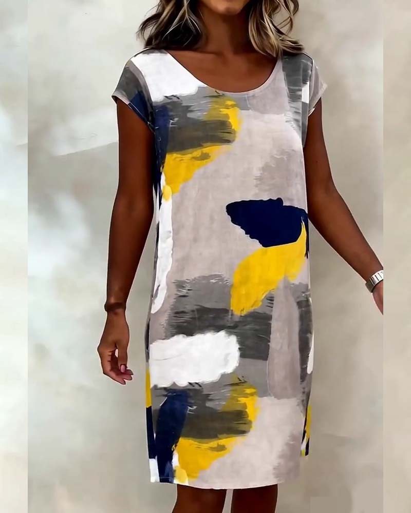 Kjole Rund Hals Tie-Dye Trykt