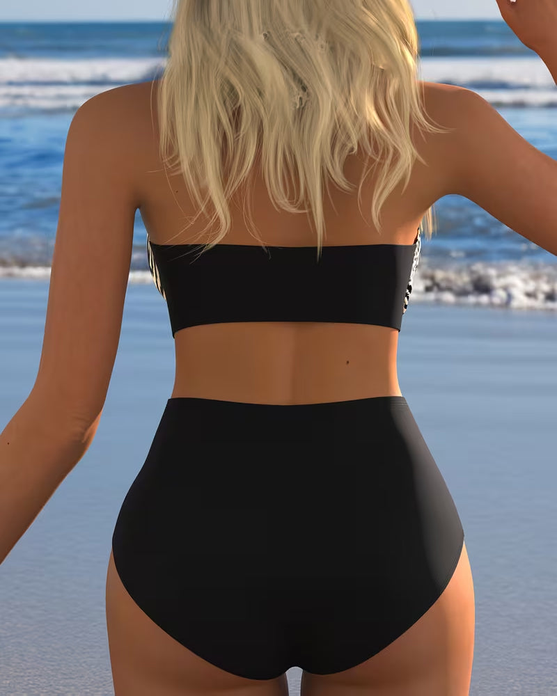 Bikini Høy Midje Leopard Sebra Trykk