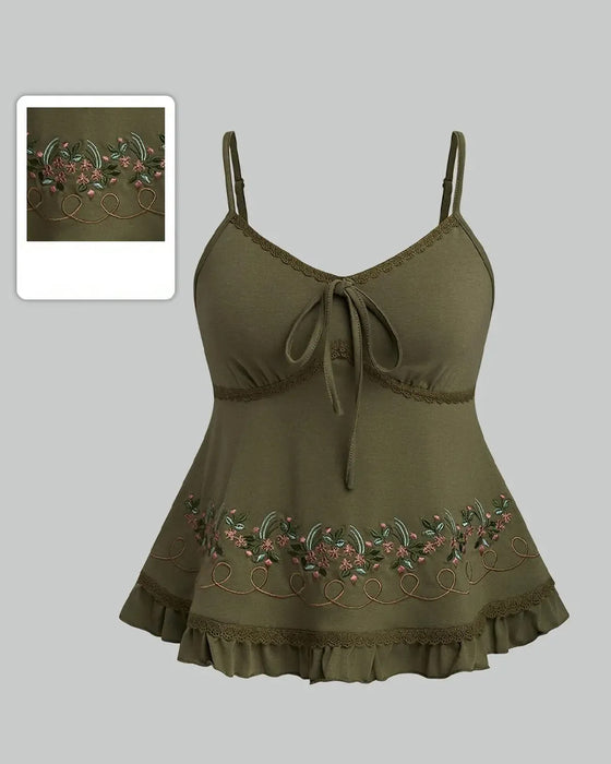Topp Dame Blomster Brodert