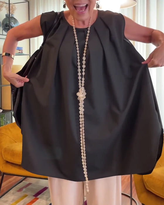 Singlet Plissert Ermløs Løs