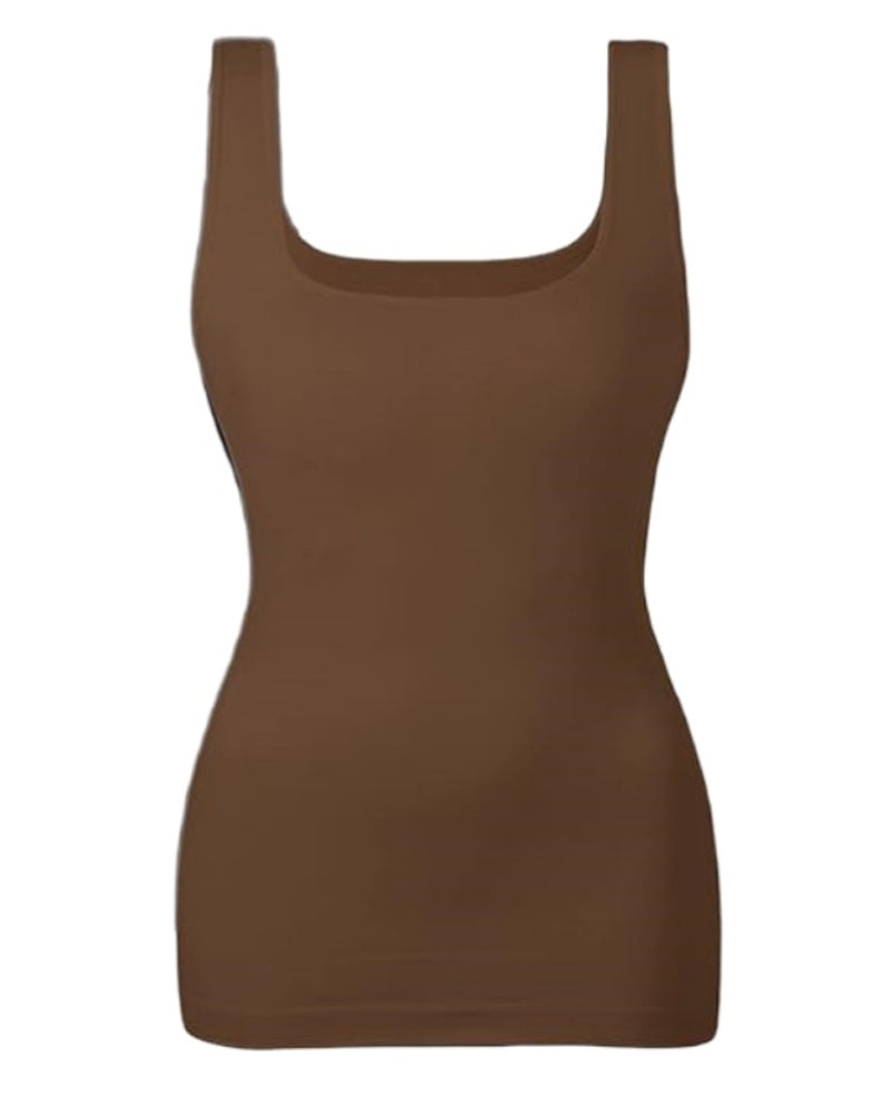Tanktopp Ensfarget Magekontroll Formende Midi
