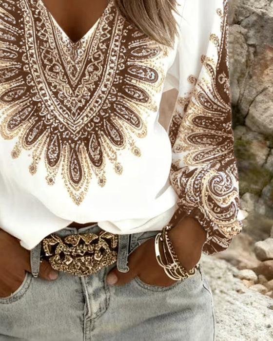 Topp Med V-Hals Og Retroprint