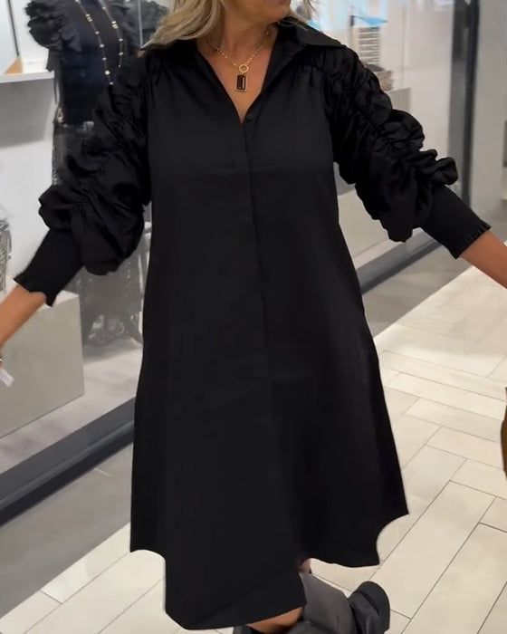 Kjole Mote Skjortekrage Ensfarget