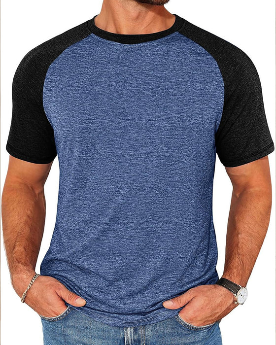 T-Shirt Kontrast Rund Hals Herre Tettsittende