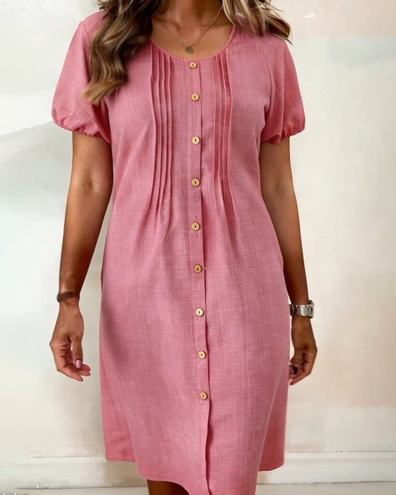 Kjole Kneppet Plissert Pufferm