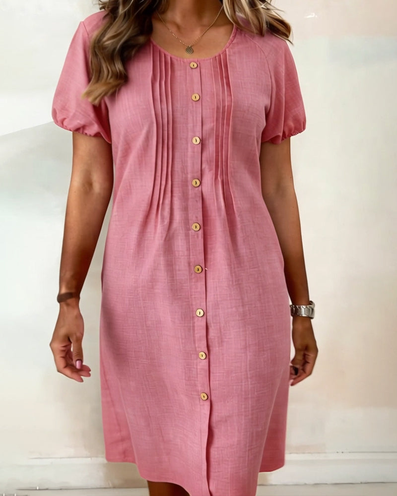 Kjole Kneppet Plissert Pufferm