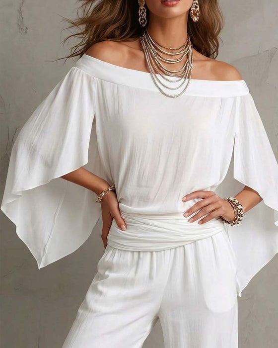 Bluse Off-Shoulder Uregelmessig Løs