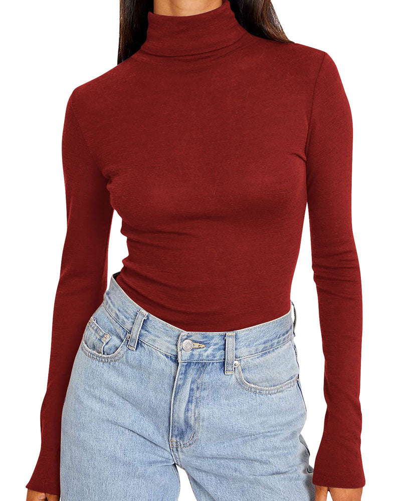 Topp Ensfarget Halv Turtleneck Base