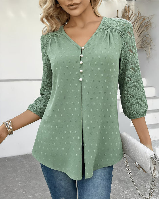 Bluse Blonder Patchwork 3D Blomstrende