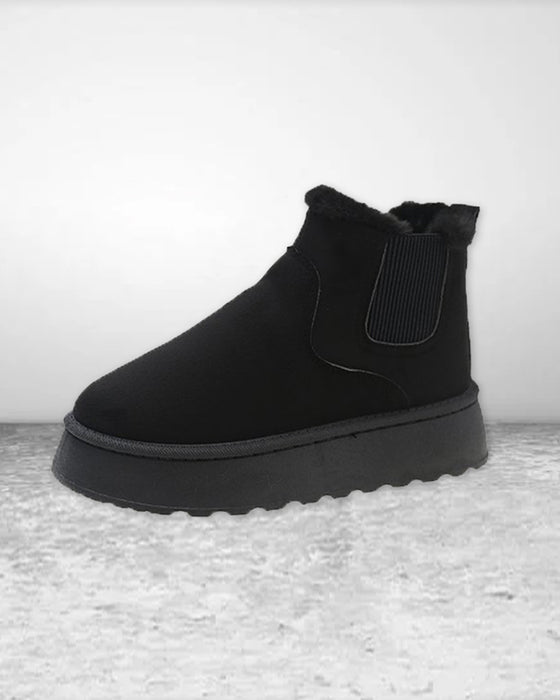 Ensfargede snøstøvler med tykk såler