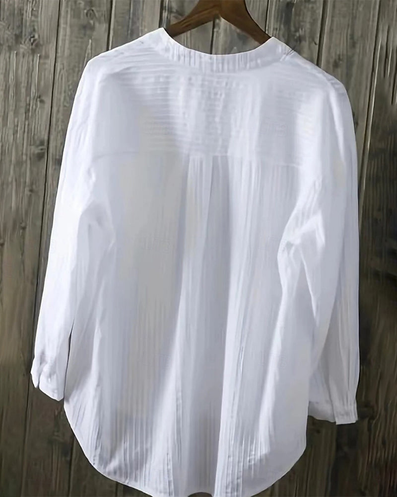 Skjorta Vertikal Våffla Henley Krage Dubbel Ficka