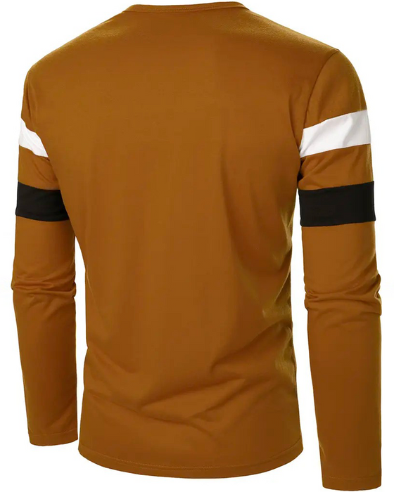 T-Shirt Rundhalset Stripet Langermet Menn