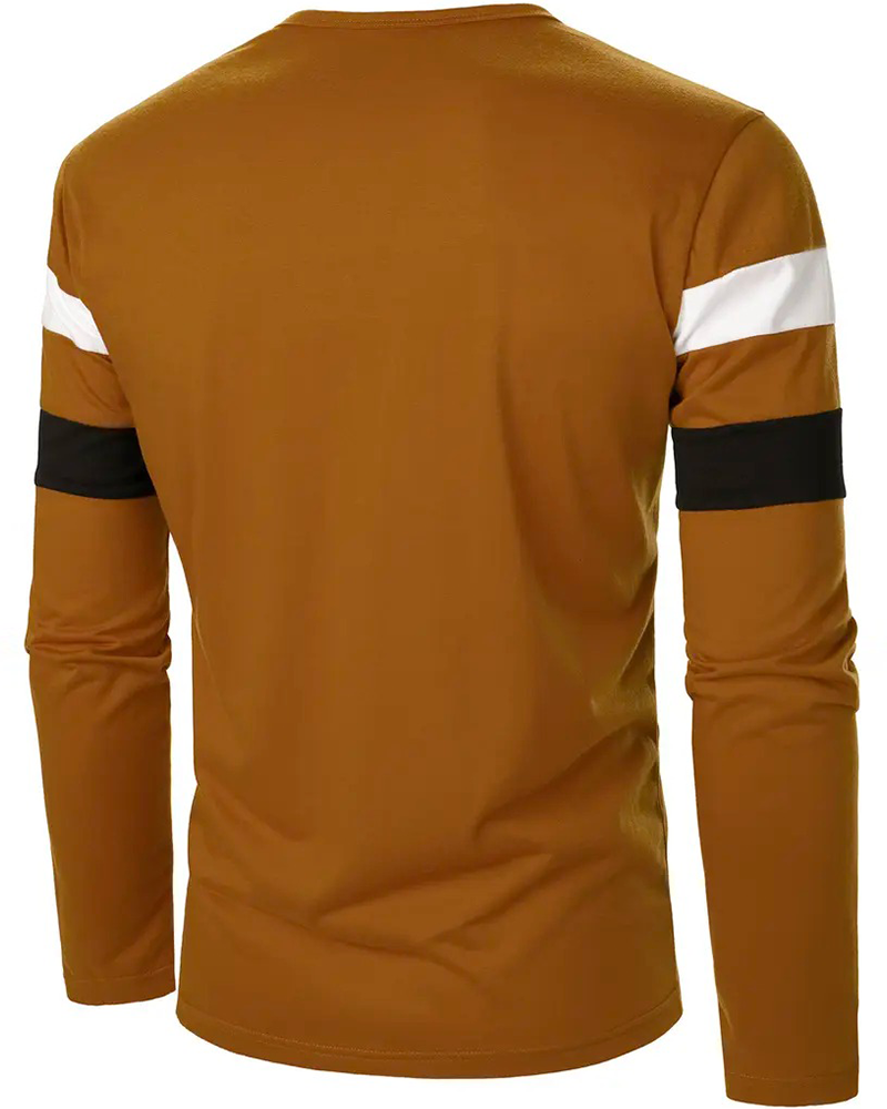 T-Shirt Rundhalset Stripet Langermet Menn