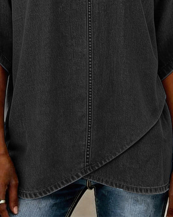 Topp V-Hals Uformell Denim