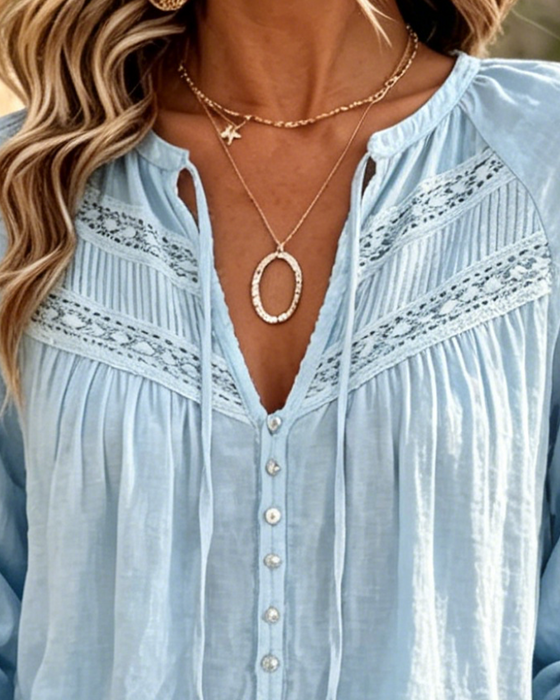 Bluse Casual Hollow Out Blonder