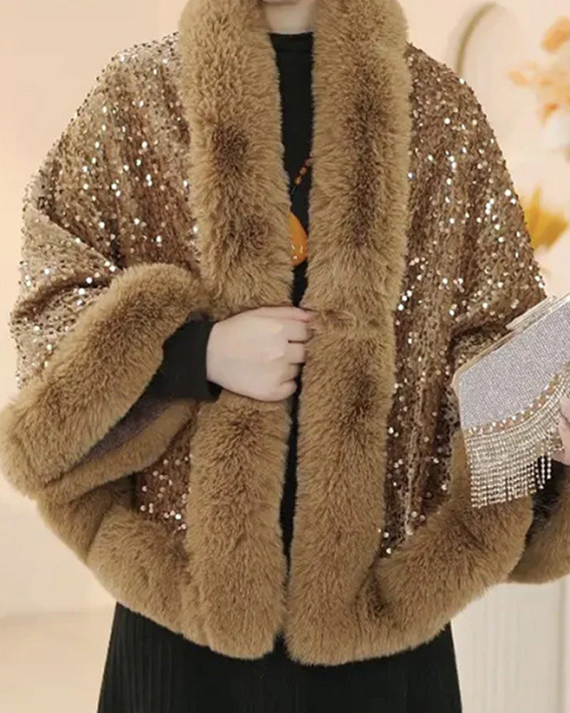 🔥 Nyheter – Elegant Sjal Av Faux Fur Med Paljetter Til Kvinner