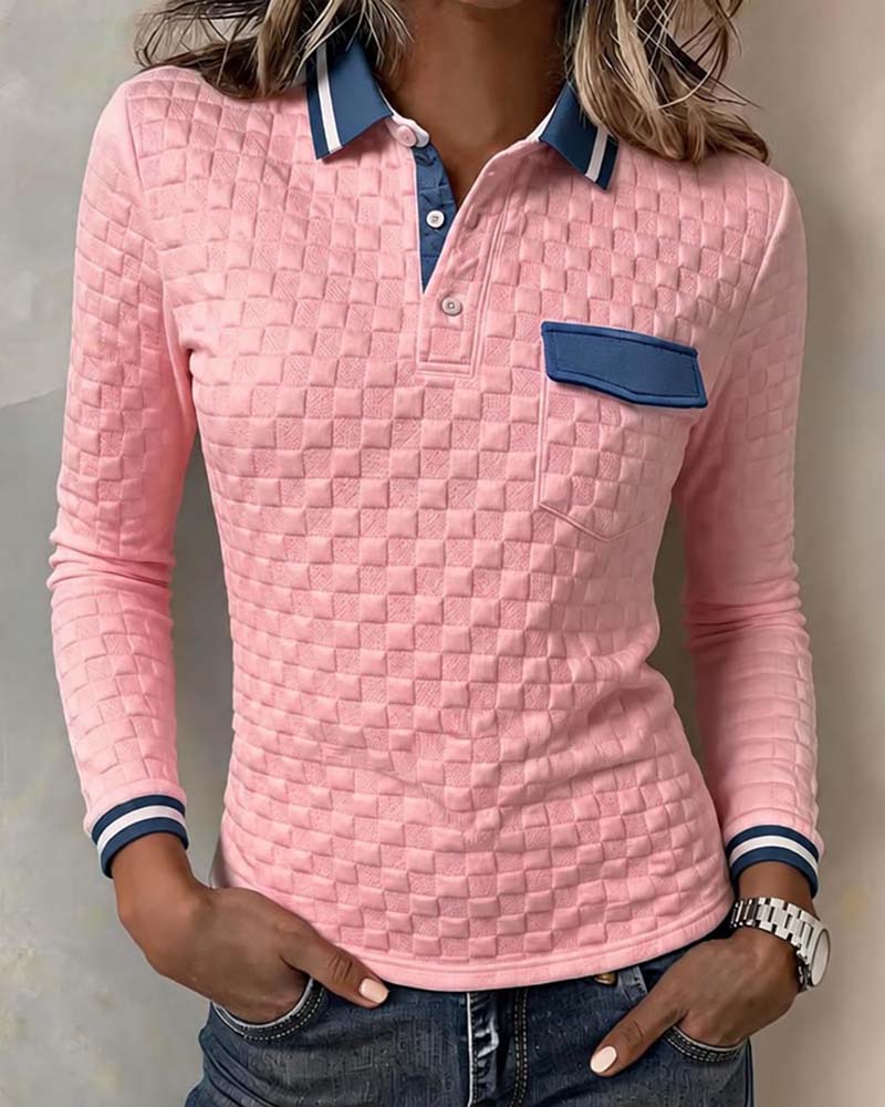 Topp Rute Fargeblokk Lang Erme