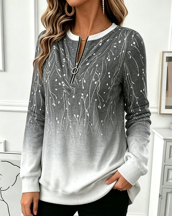 Sweatshirt Rundhalset Glidelås Ombre