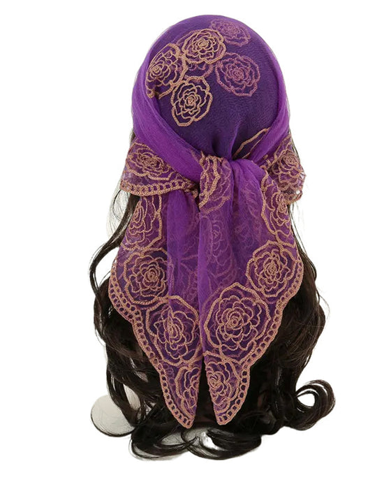 Blomstret Nett Scallop Design Bandana