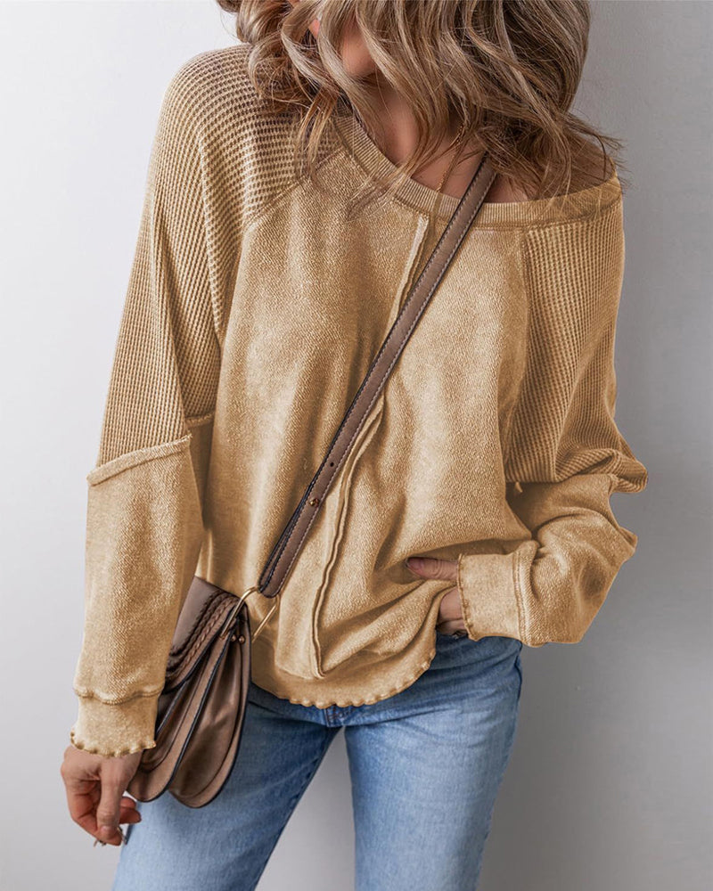 Sweatshirts Omvendt Søm Patchwork Casual
