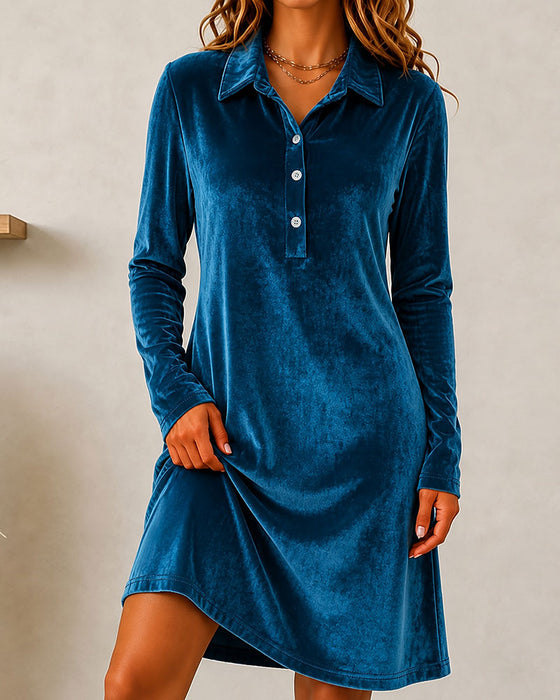 Kjole Knapp Solid Casual